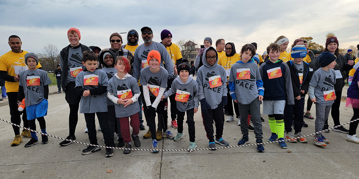 PACE running program participants at the 5K starting line