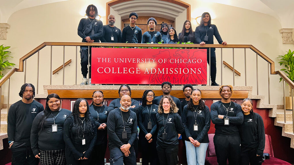 a group of Achievers students at the University of Chicago admissions office