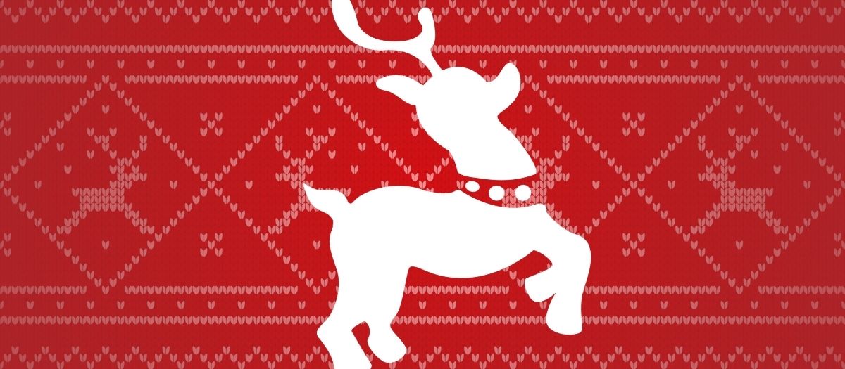 decorative holiday banner with a reindeer motif