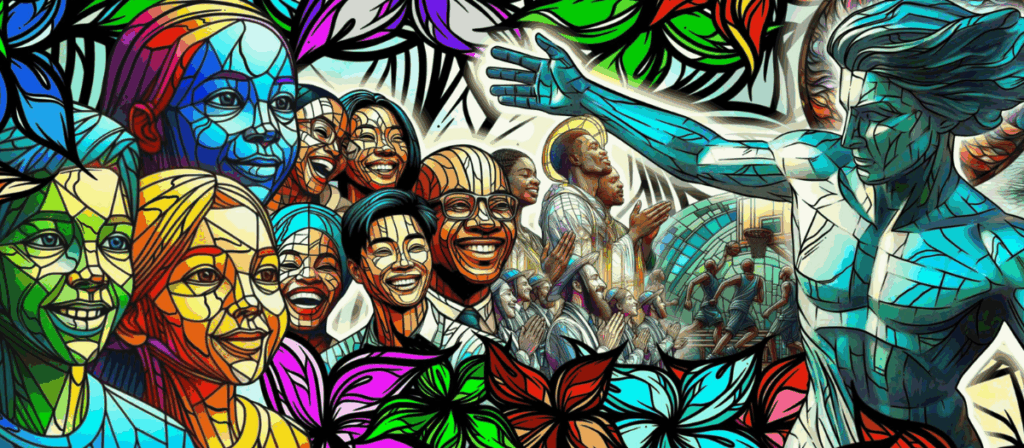 A cropped portion of Trae Isaac mural titled "A Call For Peace"