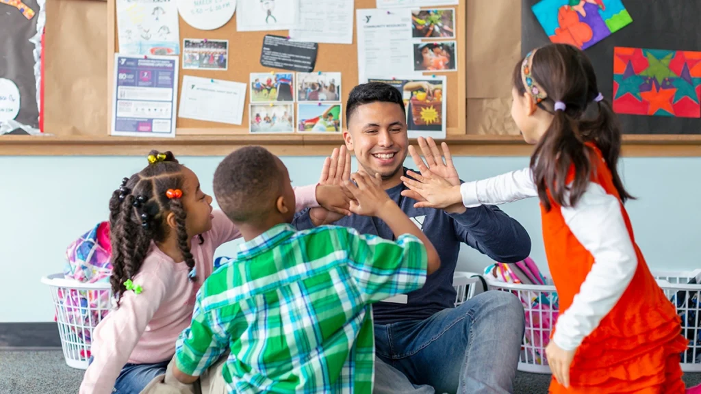 day camp counselor and kids