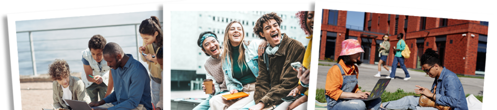 a collage of teen students