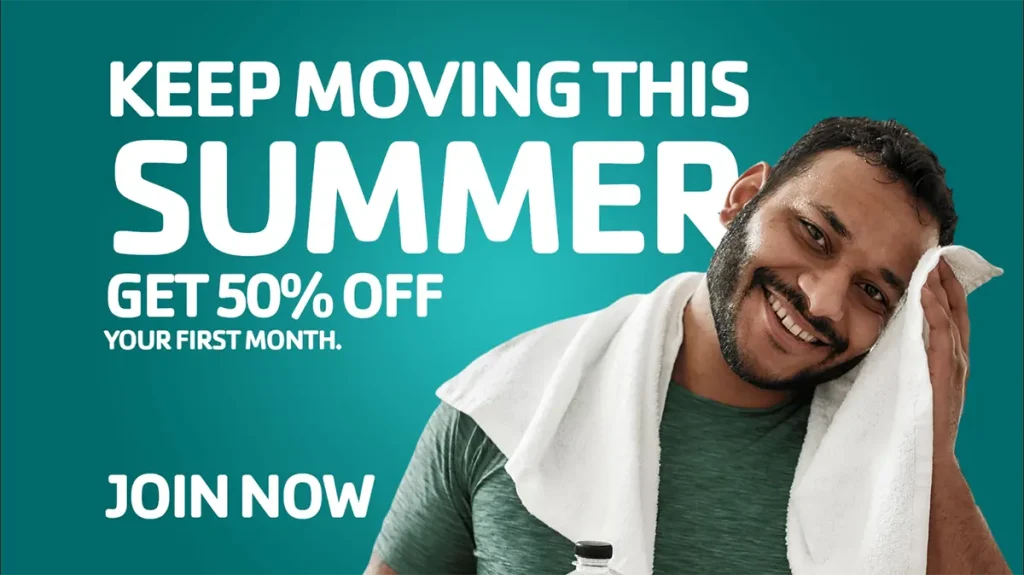 Keep moving this summer. Get 50% off your first month. Join Now.